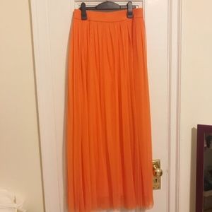 NWOT Orange Tulle Overlay Maxi Skirt Sz Small